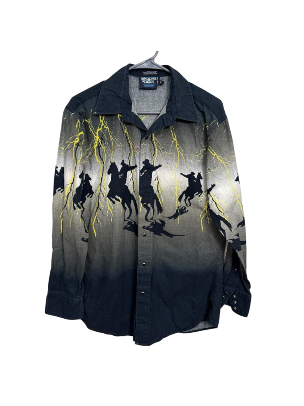 Vintage Brooks & Dunn Panhandle Slim Western Shirt Cowboy Lightning Print M